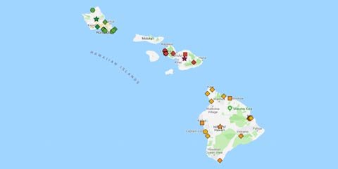 Mapa turístico islas de Hawaii